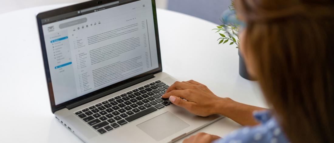 laptop with Microsoft outlook email application open