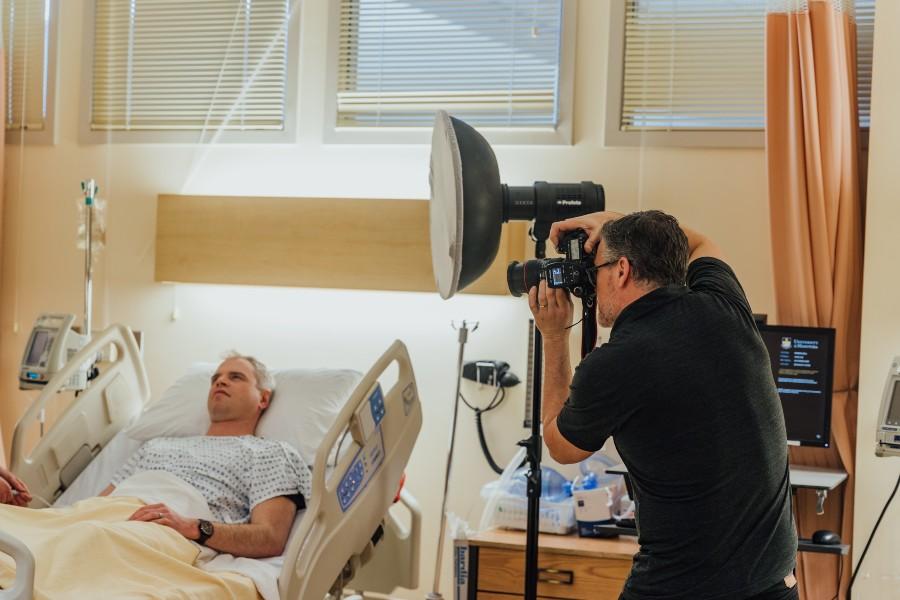Photographer taking picture hospital.