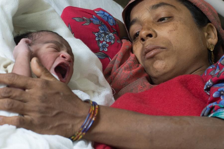 Mother with newborn baby.