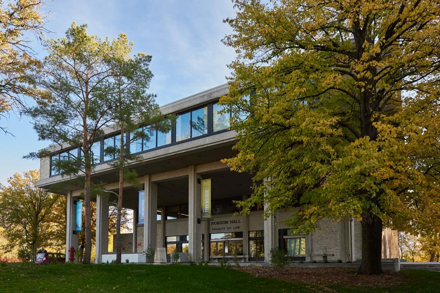 Robson Hall, the building that houses the University of Manitoba Faculty of Law during the Fall.