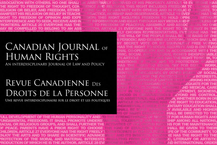 A cover of the latest issue of the Canadian Journal for Human Rights
