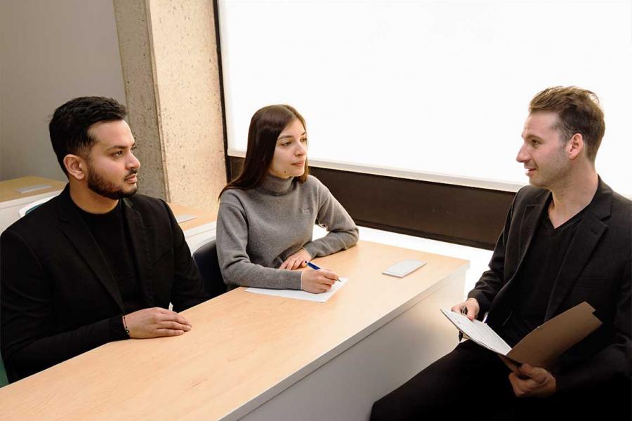 Law Grad students in an interview