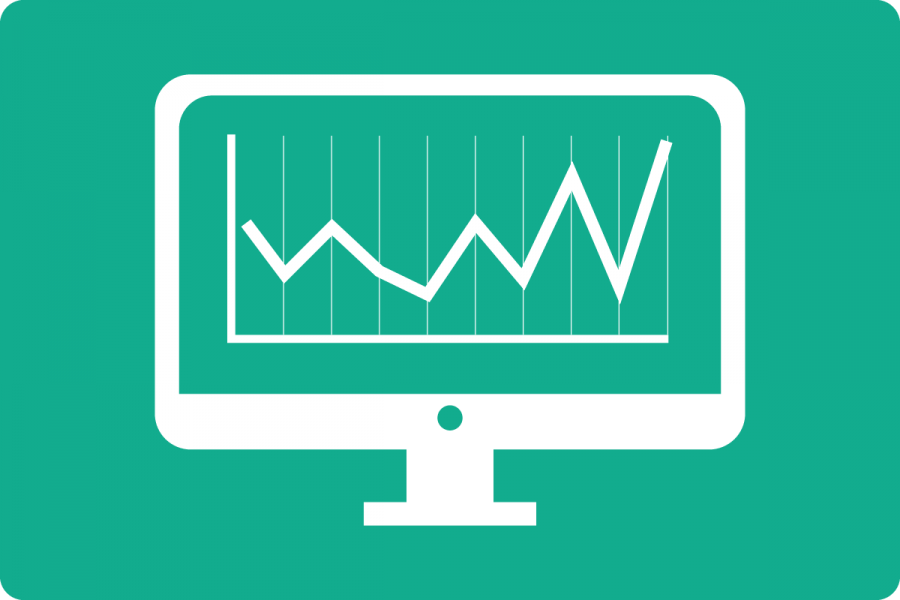 computer with line chart