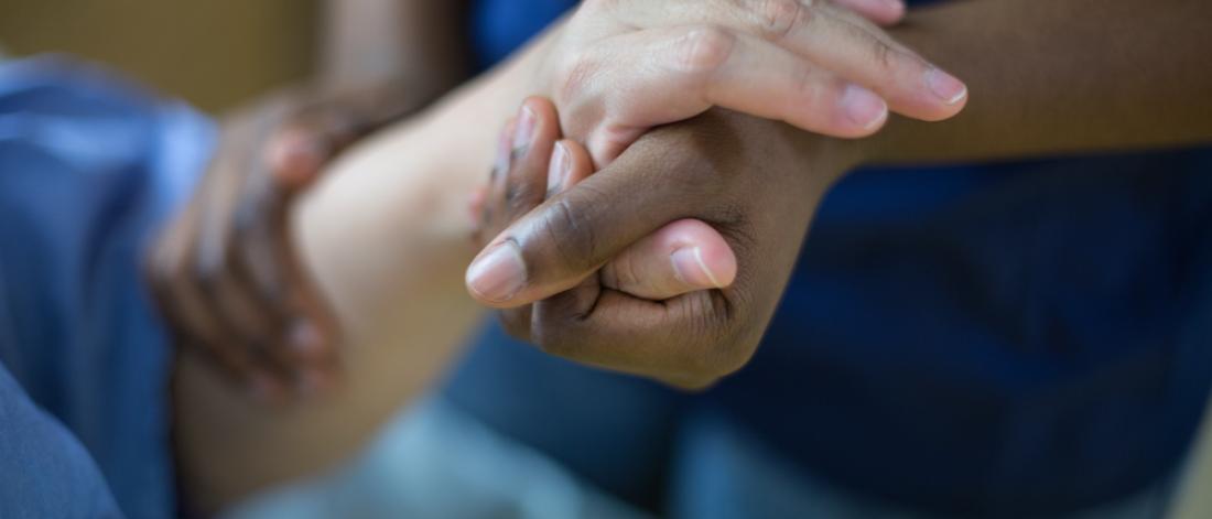 Holding hands.