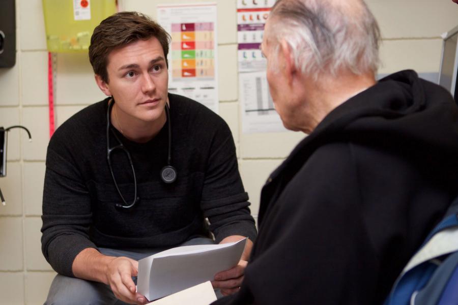 Physician with a patient.