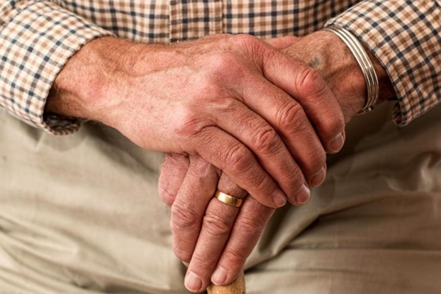 Close up of hands.