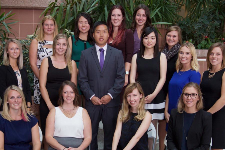 A group photo of the first class of 15 physician assistant students since the increase in 3 seats.