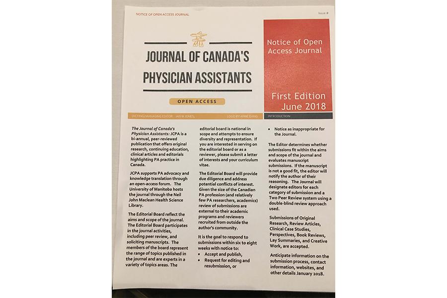 The first issue of national Journal of Canada’s Physician Assistants