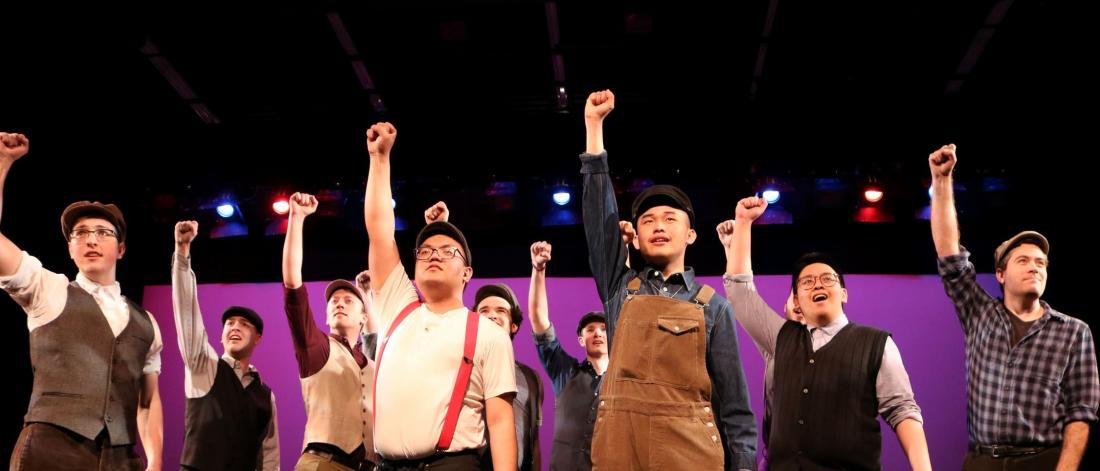 Musical theatre students perform a scene from Newsies