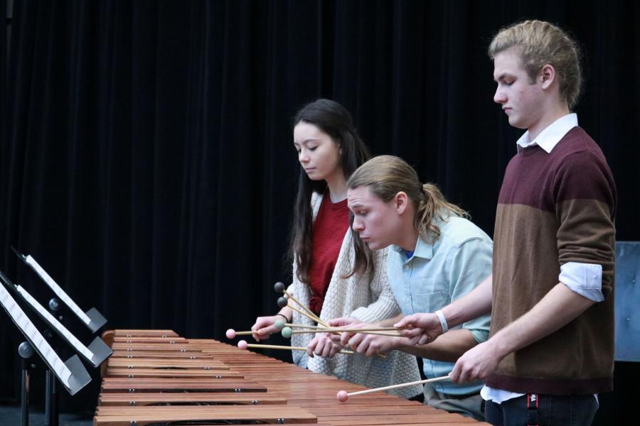 Percussion students perform at the 2019 open house concert