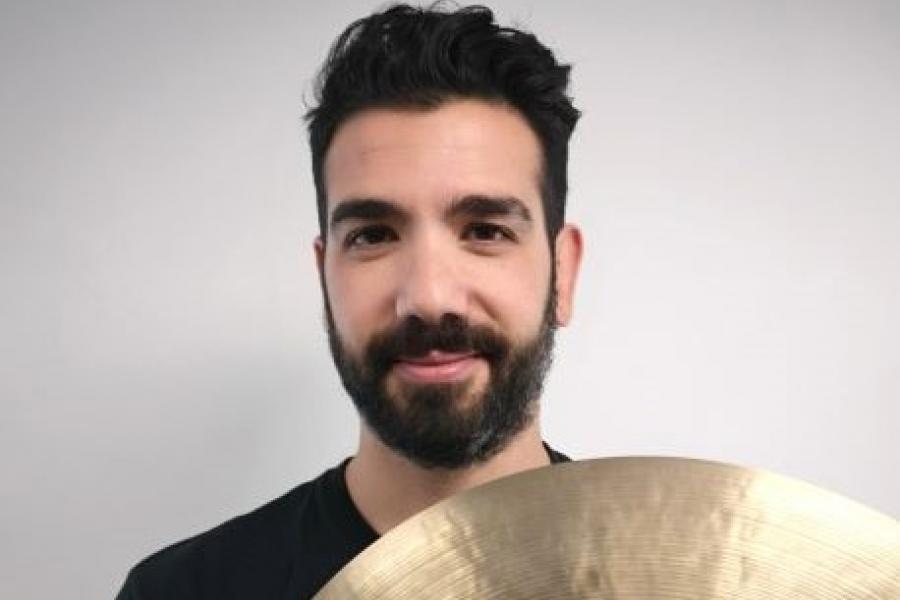 Portrait of jazz drumset assistant professor Fabio Ragnelli