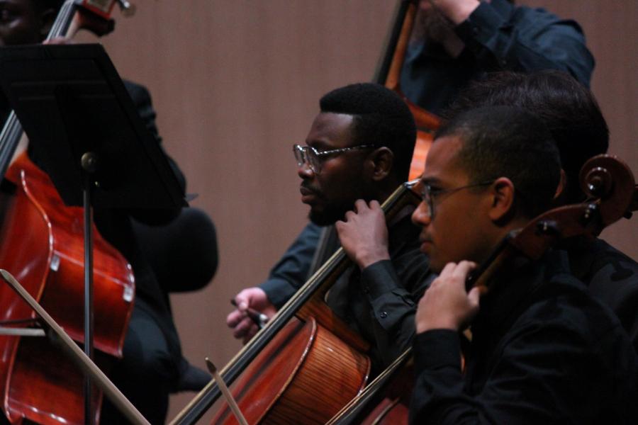 Students playing at a concert