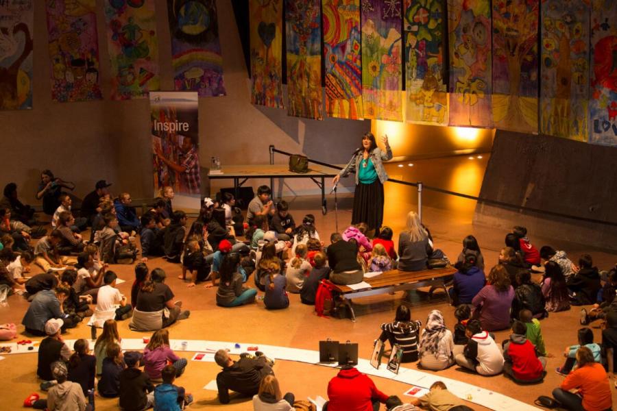 Dovie Thomason, the University of Manitoba's Centre for Creative Writing and Oral Culture’s writer-in-residence for winter 2015, speaking at an event.