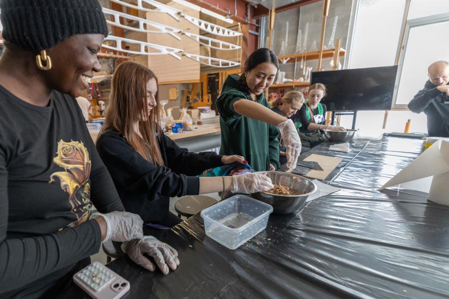 High School students making kombucha