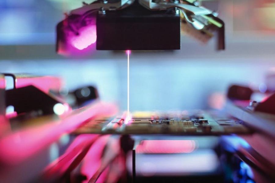 A laser physics equipment cutting an object