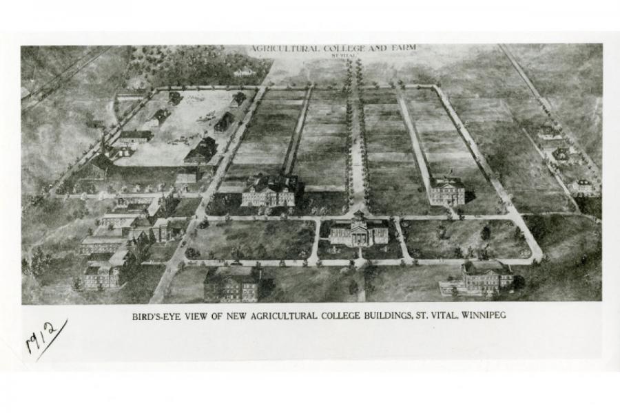 Aerial shot of the 1912 old campus.