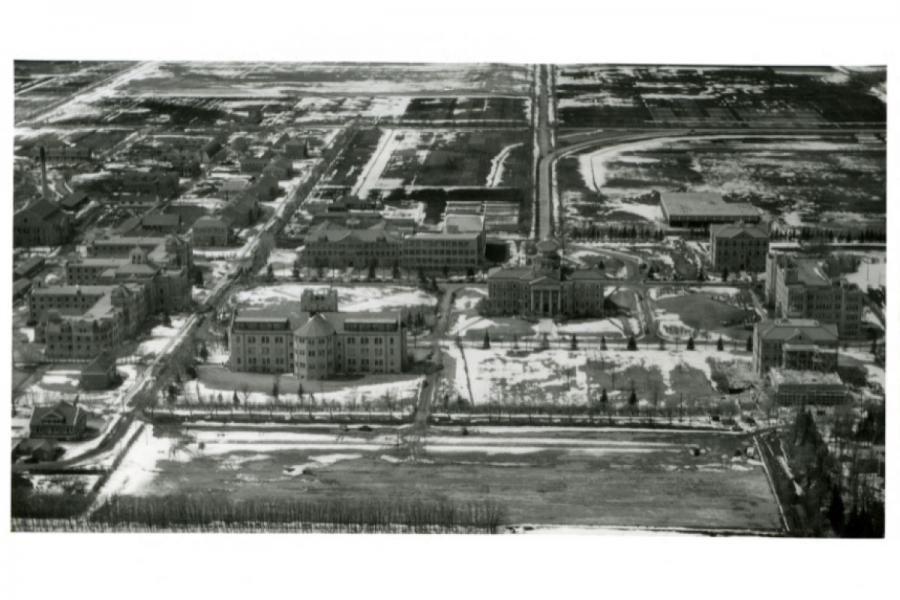 Aerial shot of the old campus.