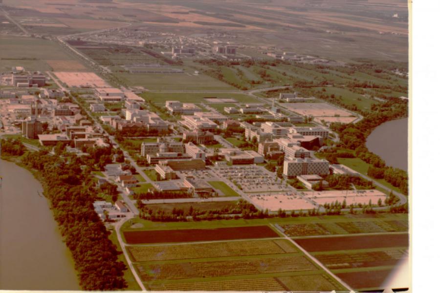 Aerial shot of the old campus.