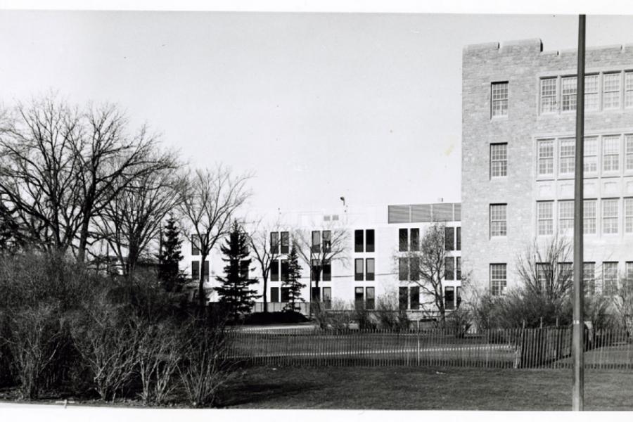 Buller and allen buildings in black and white.