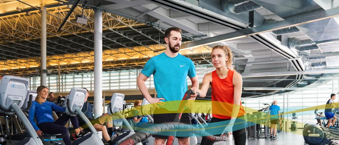 Two people exercising at the University of Manitoba Active Living Centre