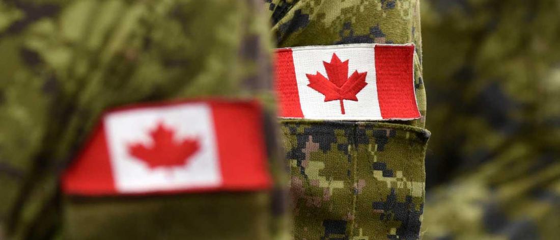 Canadian badge on army uniform
