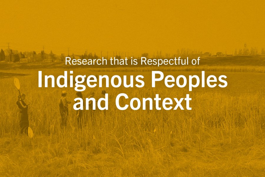 A graphic that says Research that is Respectful of Indigenous Peoples and Context.