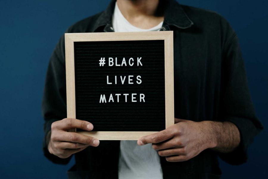 A letterboard arranged to say "Black Lives Matter."