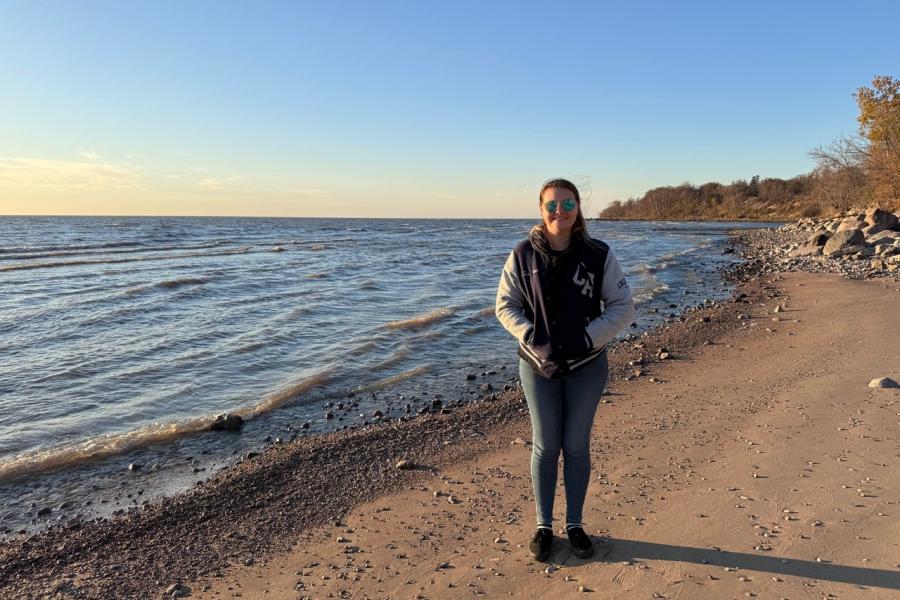 Exchange student Madi visits one of Manitoba's beaches.
