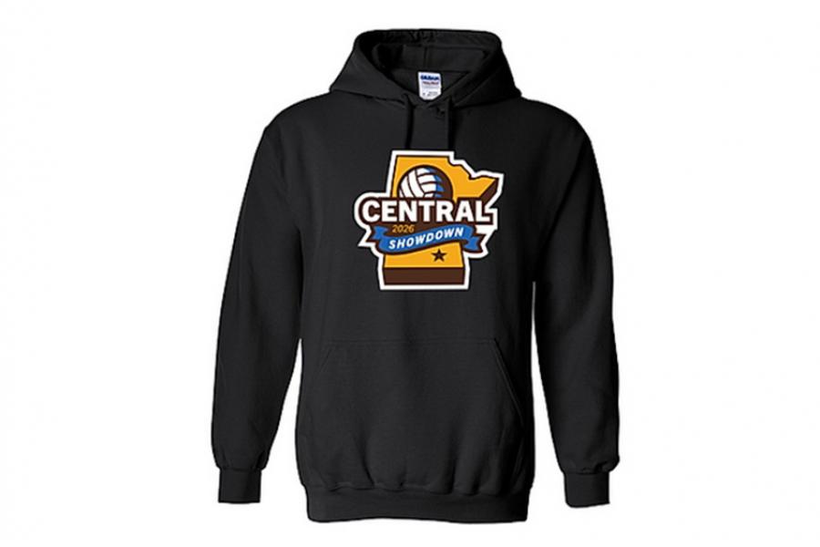 Black hoodie with a Central Showdown logo on the front.
