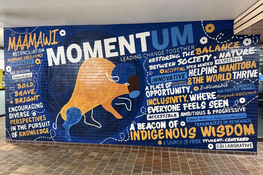 MOMENTUM mural on the second floor of UC. 