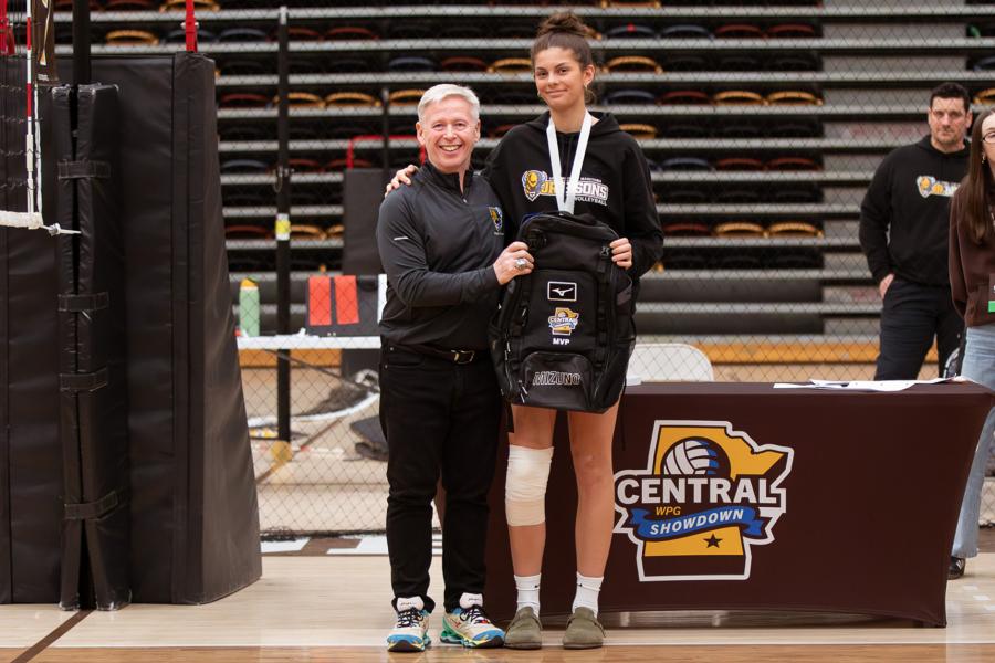 Deanna Clunnie from Junior Bisons 17U Gold accepts her MVP award at Central Showdown March 2026