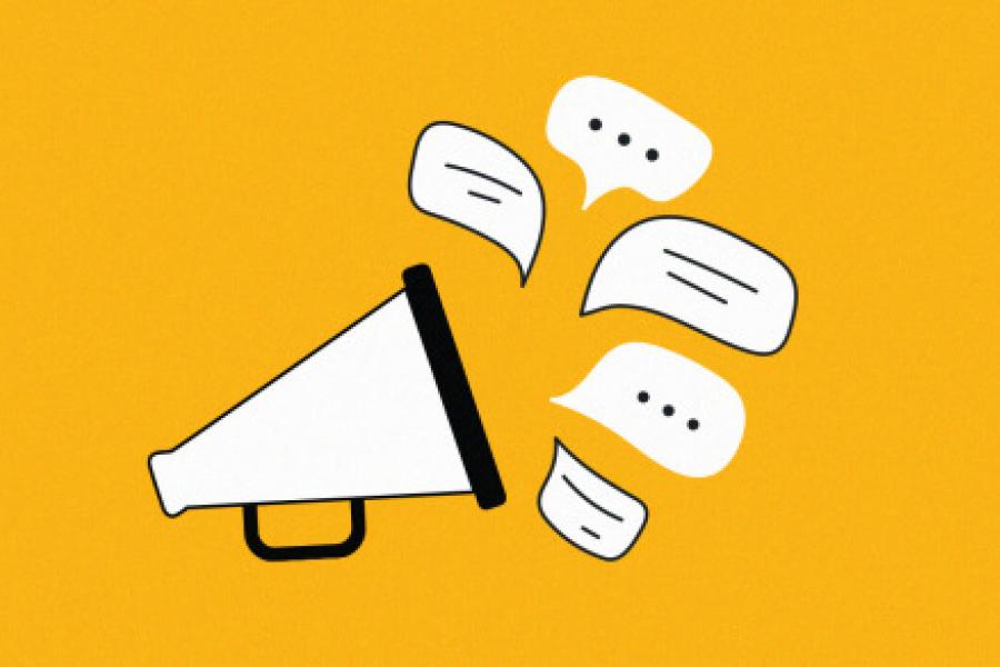 megaphone with text boxes