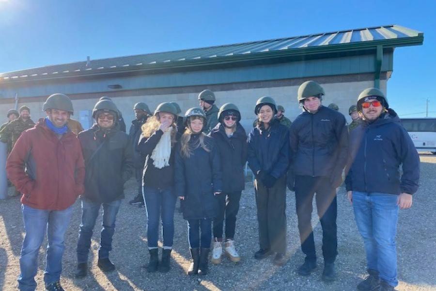 a group of students participate in military exercises at CFB Shilo