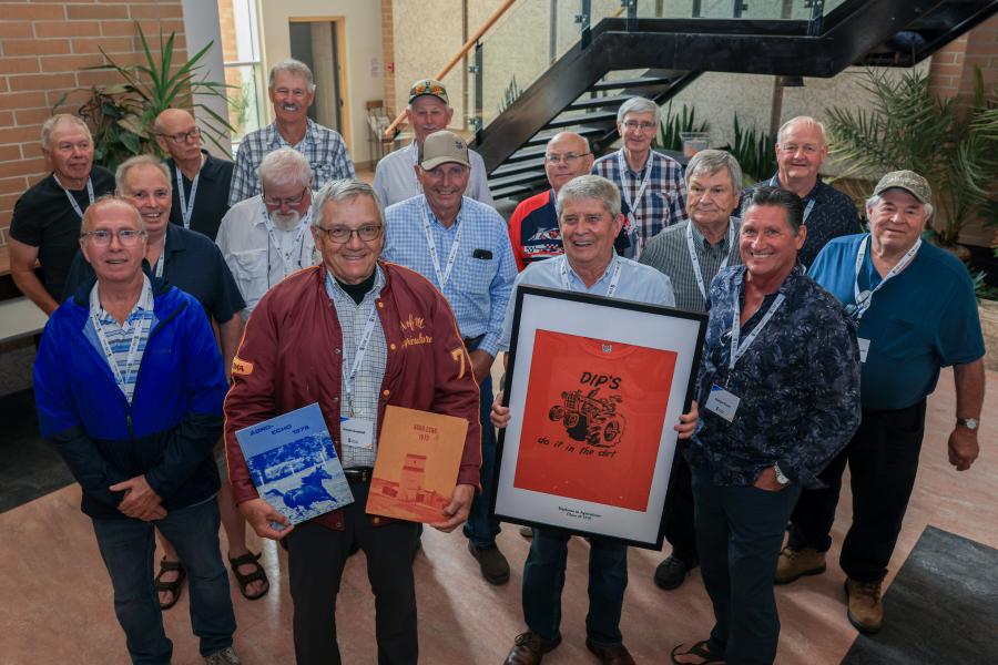 School of Agriculture Class of 1976 50th group shot with year books