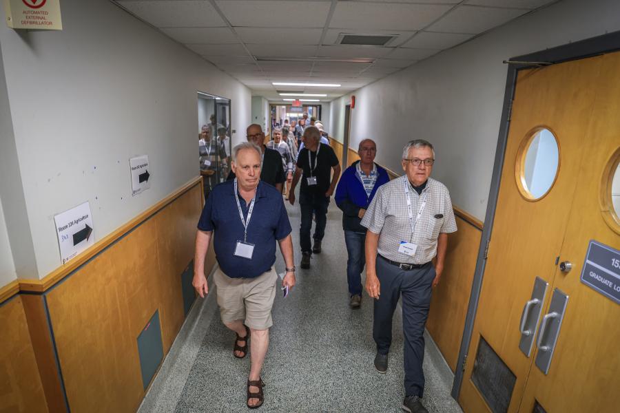 School of Agriculture Class of 1976 walking the halls of the Agriculture Building