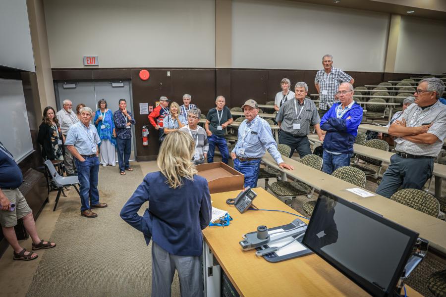 School of Agriculture Class of 1976 touring the largest lecture theatre in the faculty