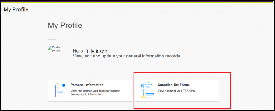 The tax forms menu, with a red box around the item you need to select