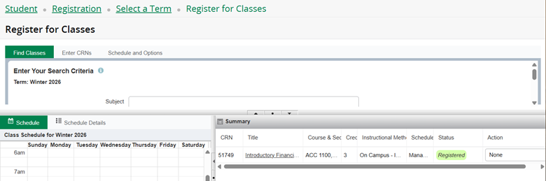 Screen shot of where to look up instructional methods in aurora