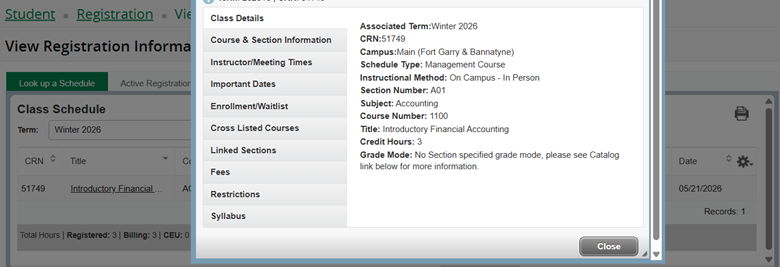 Screen shot of where to look for instructional methods in Aurora