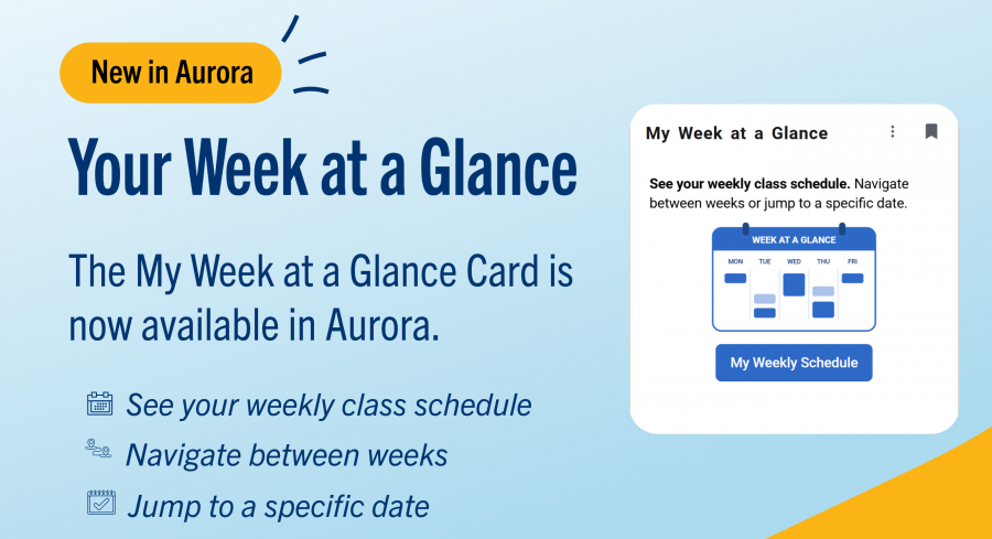 Week at a Glance card promotion with image of new card