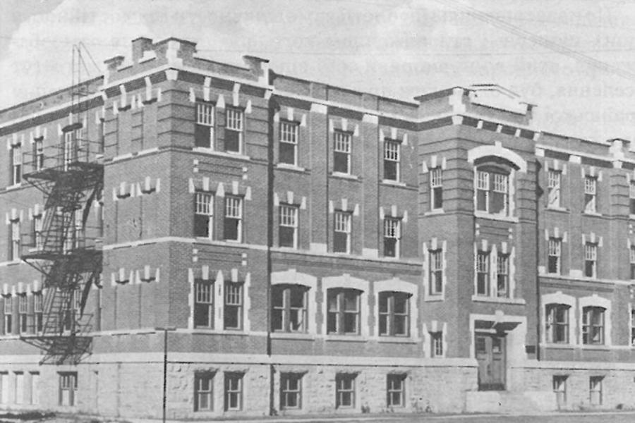 The first St. Andrew's College building on Church Avenue.