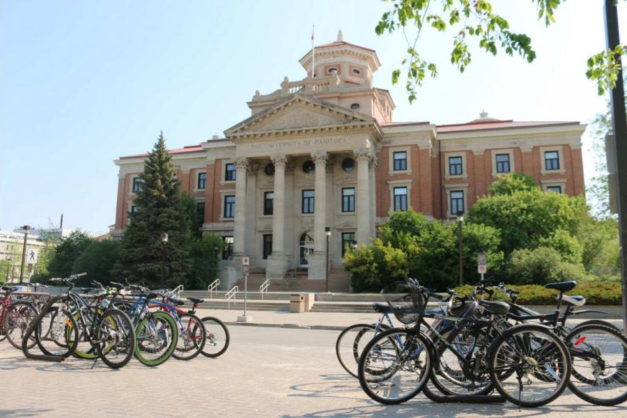 Administration building with bike parking