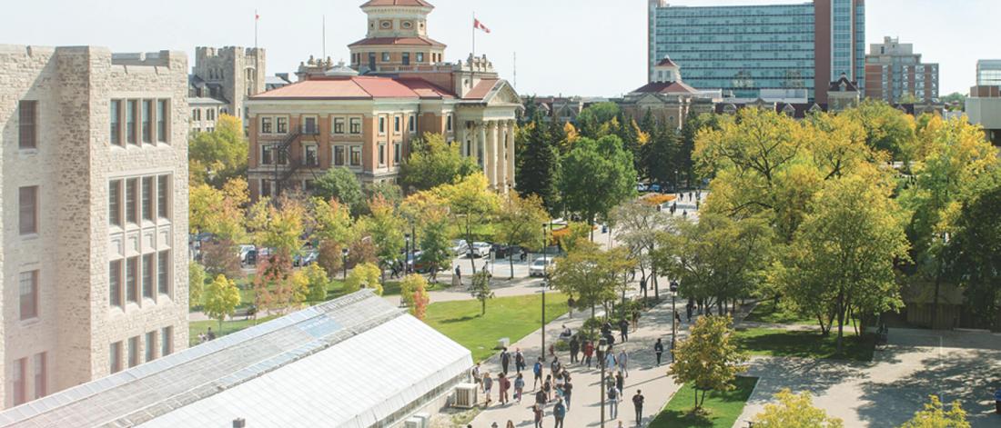 Arial view of Fort Garry campus contruction on Admin building